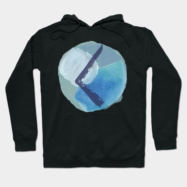 Kenaz On Blue Watercolor (Runes and Watercolors) Hoodie by El Onix